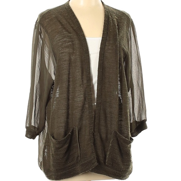 Urban‎ Outfitters Silence + Noise olive green lightweight semi sheer cardigan - Picture 2 of 5